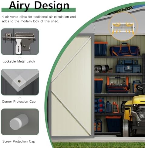 Devoko 10x12 FT Outdoor Storage Shed, Gray - Image 4
