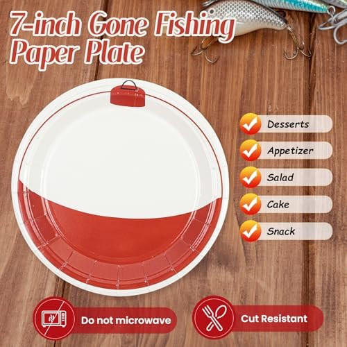 50PCS Gone Fishing Paper Plates, 7'' - Image 4