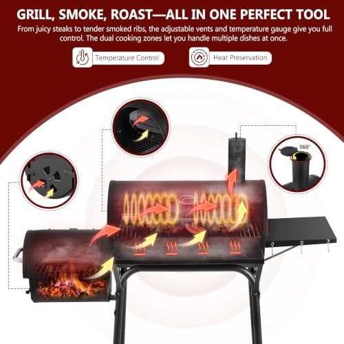 Charcoal Grill with Offset Smoker, 744.5 Sq. In. Outdoor BBQ Grill - Image 2