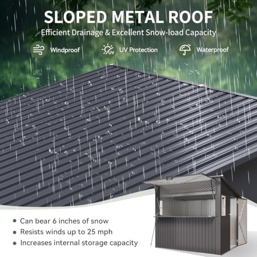 Aoxun 8x7 FT Outdoor Bar Shed with Canopy Dark Gray - Image 6