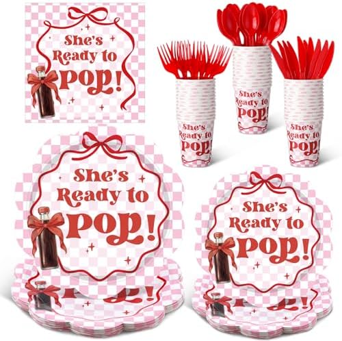 Zubebe 175 Pcs Shes Ready to Pop Baby Shower Party Supplies Serves 25 by Zubebe