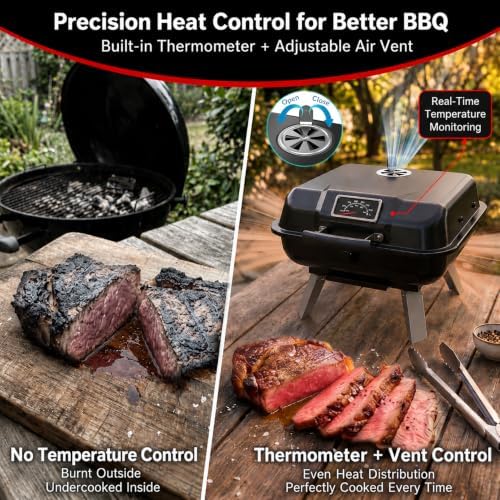 Portable Charcoal Grill, Small Foldable Outdoor Camping Tabletop BBQ Grill - Image 3