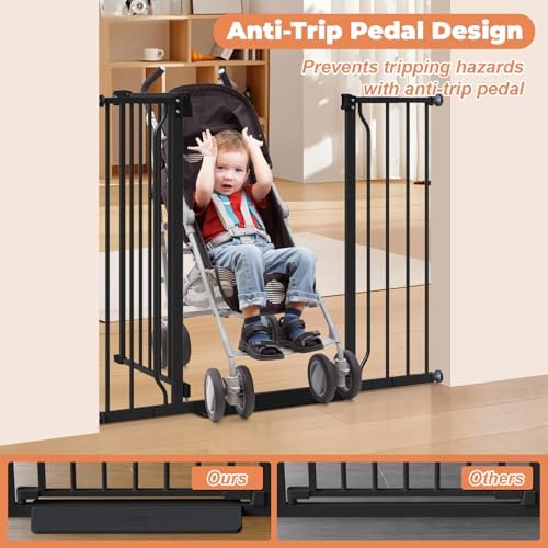 34" Tall Baby Gate No Drilling, Auto Close Dog Gate Indoor, Black - Image 3