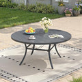 Outdoor Dining Table for 6, 50" Round Outdoor Table with Adjustable Umbrella Hole, All-Weather Metal Patio Dining Table for Lawn Garden Backyard Deck, Dark Grey by ProvideOutdoorSolutions