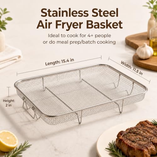 TeamFar 15.4 Inch Air Fryer Basket for Oven, Air Fryer Rack, 2 Pieces - Image 2