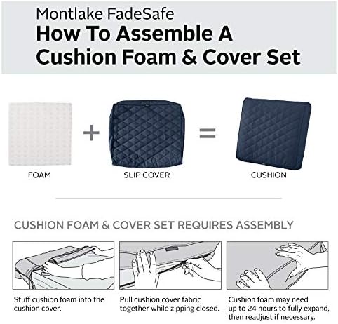 Classic Accessories Montlake Water-Resistant 21 x 20 x 4 Inch Wide Back Patio Quilted Lounge Cushion, Navy, Outdoor Loveseat Cushions - Image 3