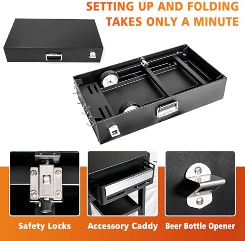 Hisencn Dual-Shelf Foldable Grill Cart for Blackstone&Ninja Woodfire - Image 5