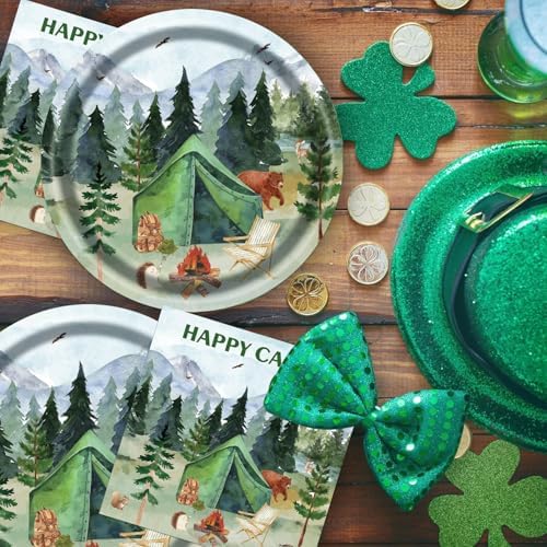 40pcs Camping Party Supplies,Adventure Party Decoration Supplies,Used for Happy Camper Party Decoration,Disposable Tableware for 20 People,Include 20 dinner plates,20 Napkin - Image 5