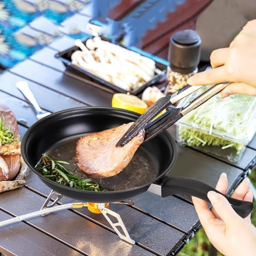 Non-Stick Cookware Set, Portable Lightweight Cast Iron Pots and Pans with Glass Lids and Nylon Utensils for Outdoor Camping Picnic Travel - Image 6
