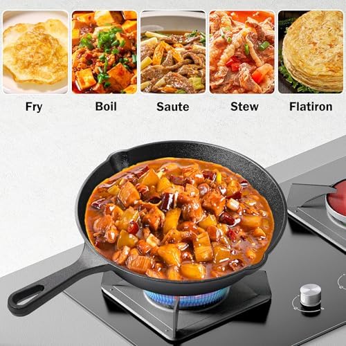 Vivicreate Cast Iron Skillet Pan Set of 3 – Pre-Seasoned Sartenes de Hierro Fundido – 6", 8", 10" Frying Pans for Stove, Oven, Grill – Heavy Duty Sartén Hierro Fundido Cookware Set - Image 2