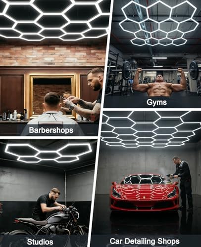 Hexagon led Lights: DIY Ceiling LED Gym Light Hexagon Garage Lights 16660LM - Image 6