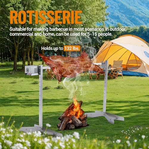 Stainless Steel Rotisserie Grill Kit – 132LB Capacity, 50W Motor, Adjustable 46" Spit – Charcoal BBQ Roaster for Pig, Lamb, Chicken – Outdoor Electric Roaster for Backyard & Camping – - Image 5