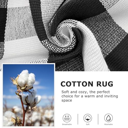 IOHOUZE 3x5 Buffalo Plaid Outdoor Rug, Washable Front Porch, Black White - Image 6