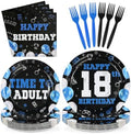 96Pcs Blue and Black 18th Birthday Decorations for Boys Serves 24 by Greencian