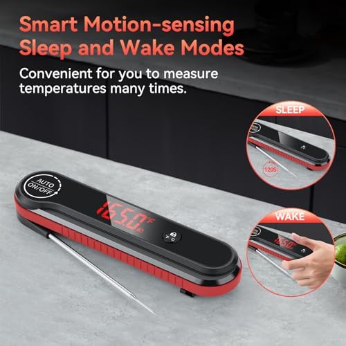 0.3s Instant Read Meat Thermometer, IP67 Waterproof (Red) - Image 5