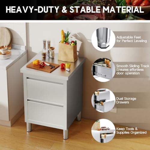 SPECRAFT 24x24 Inch Stainless Steel Cabinet Prep Table - Image 6