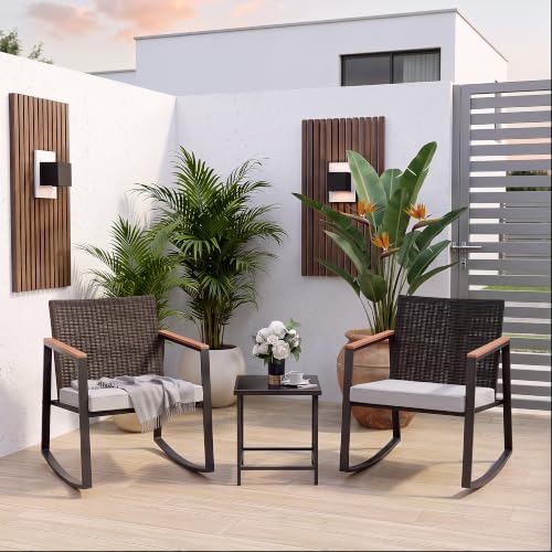 Gizoon 3 Pieces Rocking Patio Bistro Set with Anti-Scald Armrest - Image 2