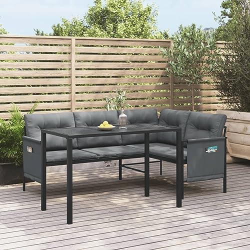 Garden Dining Set Anthracite Steel, Textilene, Fabric Medium, Outdoor Patio Furniture for Backyard Deck by Unknown