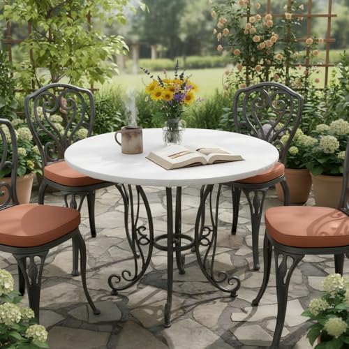 LUSHVIDA Round Tablecloth, Fitted Table Cloth for 57"-68" Tables, White - Image 3