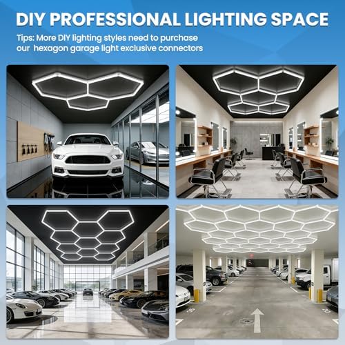 Hexagon Garage Light 72W 6500K Super Bright Honeycomb Led Lights,Hexagon Light for Garage Basement Salon Manager Gym(2 Packs) - Image 3