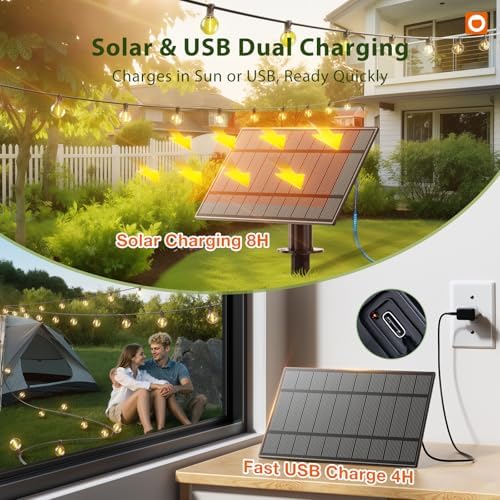 addlon 100FT 54LED Solar String Lights Outdoor Waterproof with Remote, USB - Image 2