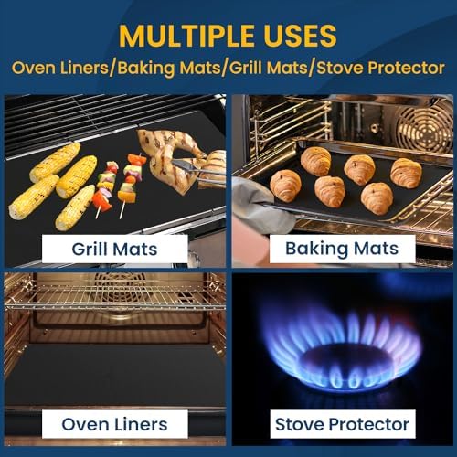 Oven Liners for Bottom of Electric Gas Oven -3Pack Large Heavy Duty Oven Protector Mat, Non-Stick Oven Floor Protector Liner, Reusable Heat Resistant Stovetop Air Fryer Grill Baking Mat - Image 2