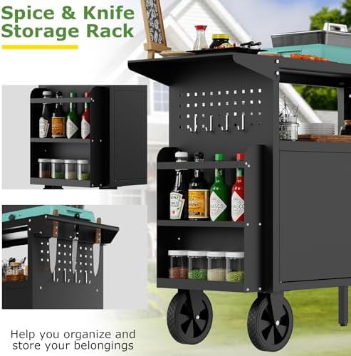 Eltean Grill Table,Outdoor Grill Cart with Storage - Image 6