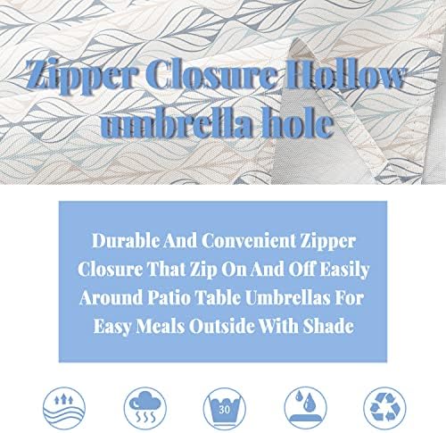 Outdoor Tablecloth with Umbrella Hole and Zipper, Patio Table Covers for Spring/Summer, Machine Washable Outdoor Party/Picnic Rectangle Table Cloth 60 x 84 in - Image 6