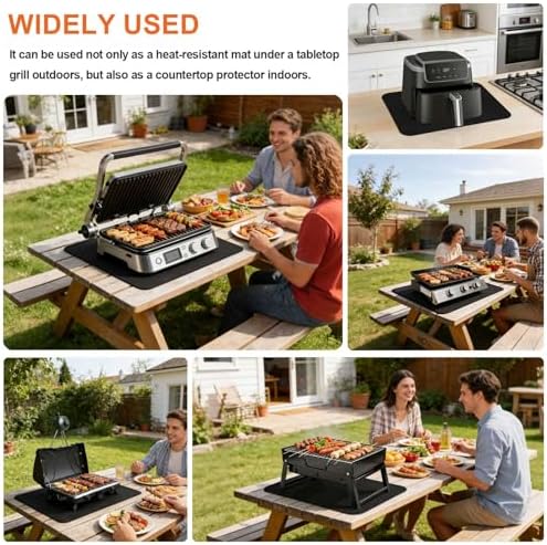 Heat Resistant Mats for Countertop and Grill Table, Fireproof Grill Mats for Outdoor Grill, Under Griddle BBQ Mat, Portable Charcoal Grill, Air Fryer, Gas Grill,Red,20 x 25 inch - Image 7