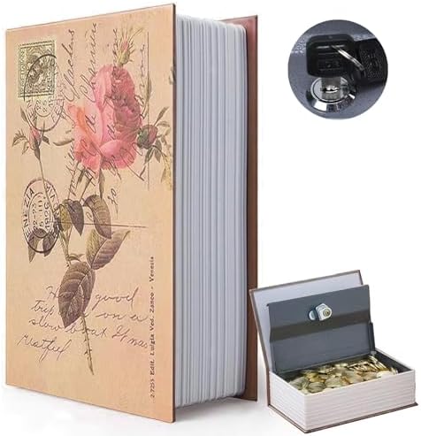 Decorative Book Safe Lock Box, Vintage Diversion Hidden Safe Faux Book Box by FOWSEEK