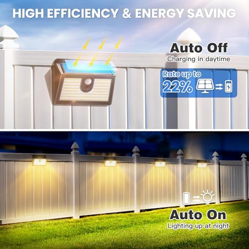 [16 Packs] Solar Motion Sensor Outdoor Lights, Super Bright Solar Lights Outdoor Waterproof, 3 Lighting Modes Security Wall Light for Outside Walking Dog Fence Backyard Deck Garden Door Step Garage - Image 3