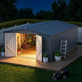 10 x 12 FT Outdoor Storage Shed, Heavy Duty Metal Shed with Lockable Double Door, 2 Magnetic Light, Sloped Roof & Vents for Garden Backyard Lawn,Gray by Unknown