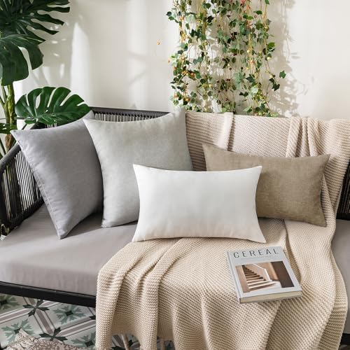 MIULEE Decorative Outdoor Pillow Covers Lumbar Waterproof 12x20 Taupe Grey - Image 4