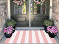 Pink and White Outdoor Rug 2'x4.3'，Striped Washable Front Porch Rug by BUAGETUP