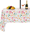 SquarePie Outdoor Tablecloth with Umbrella Hole Rectangle - 60x84 Inch Patio Table Cloth Waterproof Zipper Table Cover for Spring Summer Garden Camping Poolside Picnic BBQS, Rose Floral by SquarePie