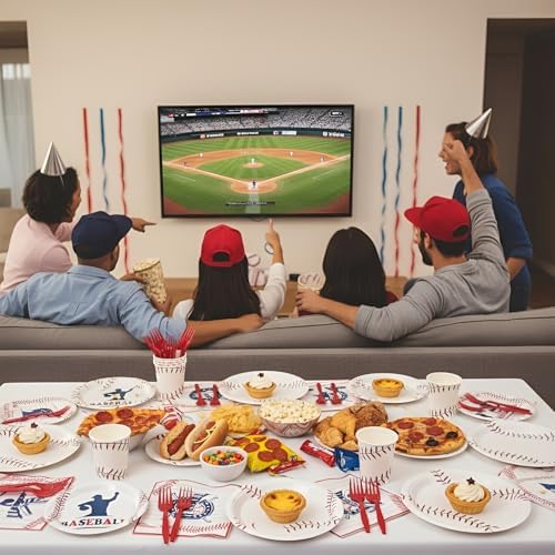 120Pcs Baseball Plates and Napkins Party Supplies for Birthday Game Day - Image 6