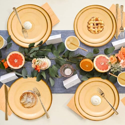 75Pcs Wood Grain Party Supplies Rustic Wood Slice Part y Set 9"& 7" Wood Grain Plates and Napkins for Camp Fire Camping Woodland Animal Lumberjack Wood Birthday Party Decor Serve25 - Image 6