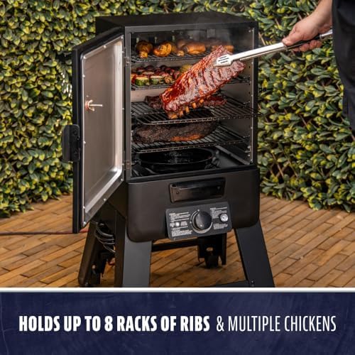 Pit Boss 3-Series Electric Vertical Smoker with Analog Controller and Wood Chip Tray, 880-Sq. In. 4-Rack Cooking Space, 100°F to 300°F Temperature Range, Black - Image 5
