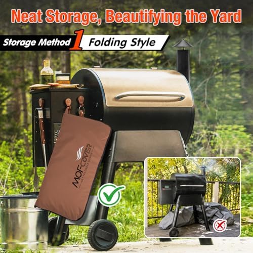 Foldable Grill Cover for Traeger Pro 34/780 Series, Waterproof 600D Heavy Duty Wood Pellet Smoker Cover, Fade＆Tear Resistant Pellet Grill Cover for Texas Elite 34 700/600/550,Caramel - Image 2