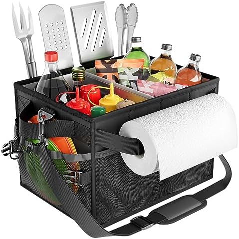 FANGSUN Grill Caddy, Foldable BBQ Caddy with Paper Towel Holder, Black by FANGSUN