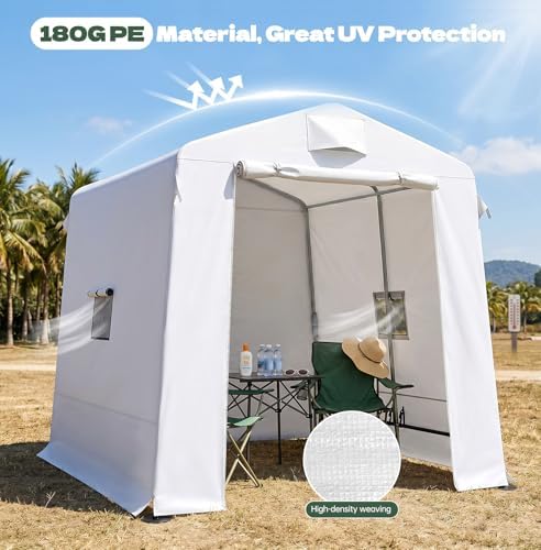 Outdoor Storage Shed 7x6x6 Ft, Heavey-Duty PE Fabric Waterproof Garden Shed Storage Tent with Steel Frame for Backyard(White) - Image 3