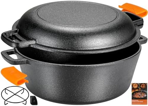 TLGREEN Cast Iron Dutch Oven 6.7QT Pot 2.5QT Skillet Lid Silicone Holders by ToolsinhandTodayinlife