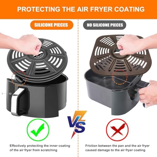 Air fryer Accessories for Ninja AF101 4 QT AF161 Max XL AF150 XL Air Fryer, 8.2'' Round Food Grade Air Fryer Grill Pan Grill Plate Crisper Plate Replacement Parts Tray Rack,Dishwasher Safe - Image 3