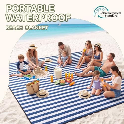 Genovega Waterproof Sandproof Beach Blanket Picnic Outdoor Mat Rug Extra Large Foldable Sand Free Big Giant XL Towel Car Essential Roadtrip Gadget Rv Accessories Gear Must Have Hiking Item Necessities - Image 3