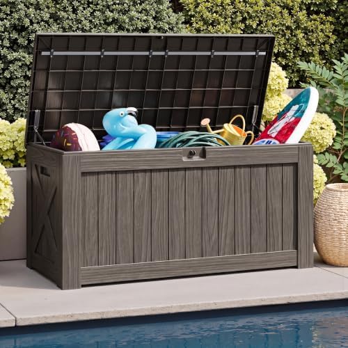 JUMMICO 120 Gallon Resin Deck Box, Large Outdoor Storage Box Waterproof - Image 5