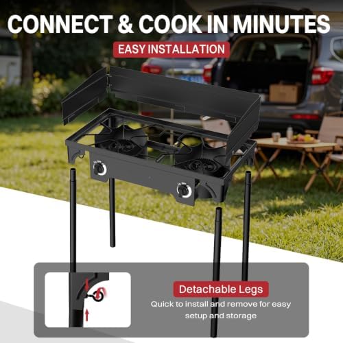 2 Burner Propane Camp Stove | 150,000 BTU | High Pressure Gas Burners - Image 5