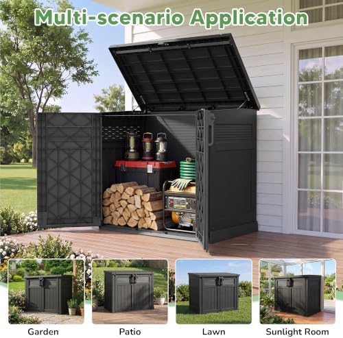 Large Outdoor Storage Cabinet 51 Cu Ft with Pneumatic Hydraulic Lid, Horizontal Outdoor Storage Shed-Easy to Assemble, Waterproof Outdoor Storage Box for Backyards - Image 7