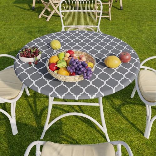 Romanstile Round Fitted Vinyl Tablecloth with Elastic Edge 100% Waterproof - Image 5