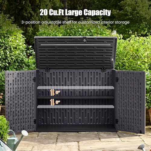 Tangkula 20 Cu.Ft Large Outdoor Storage Cabinet w/Adjustable Shelf - Image 6