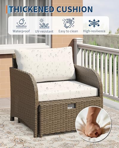 Garvee 5-Piece Outdoor Patio Conversation Set with Hidden Ottomans - Image 2